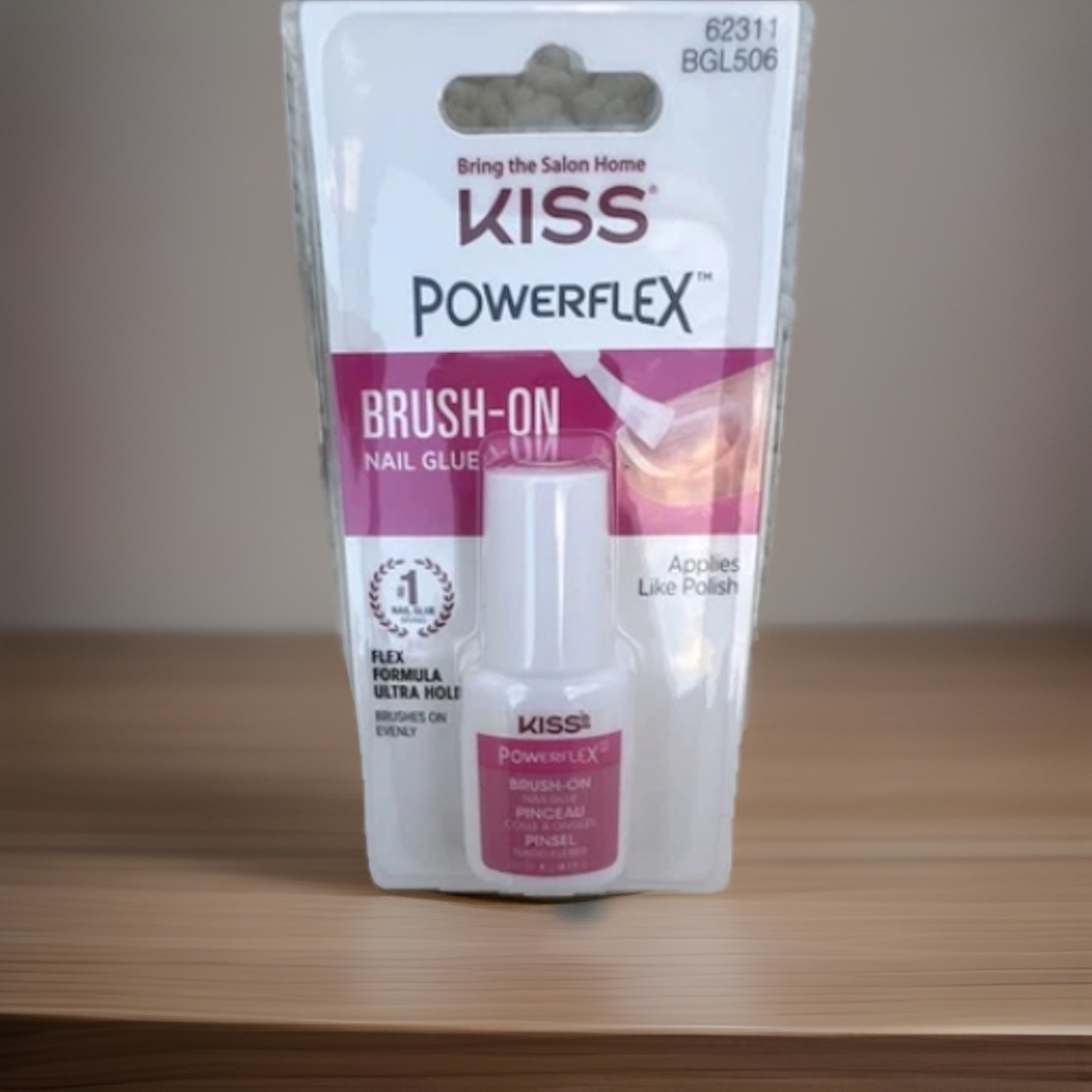 Kiss PowerFlex Brush-On Nail Glue Clear Ultra Hold Flex Formula BGL506 62311