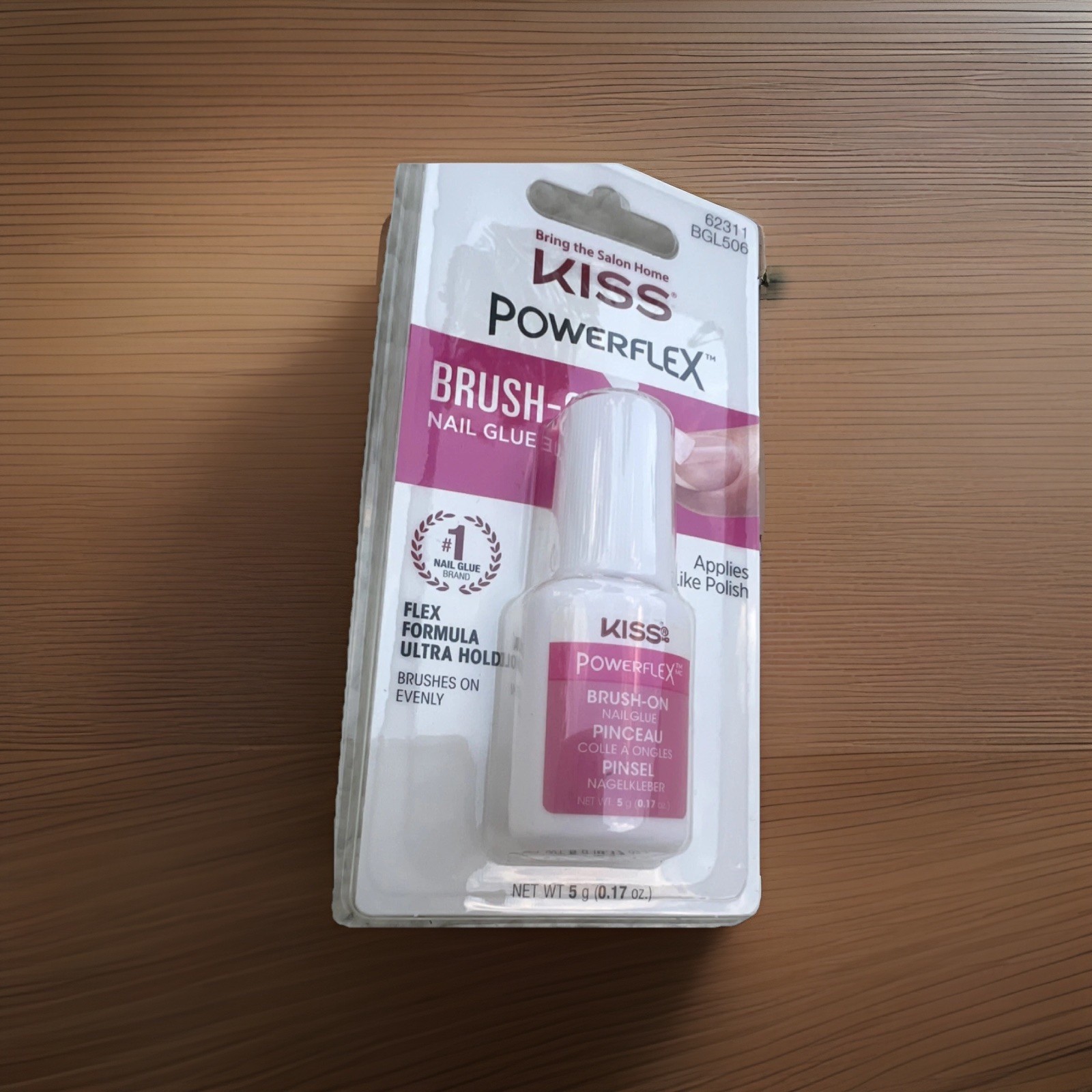 Kiss PowerFlex Brush-On Nail Glue Clear Ultra Hold Flex Formula BGL506 62311