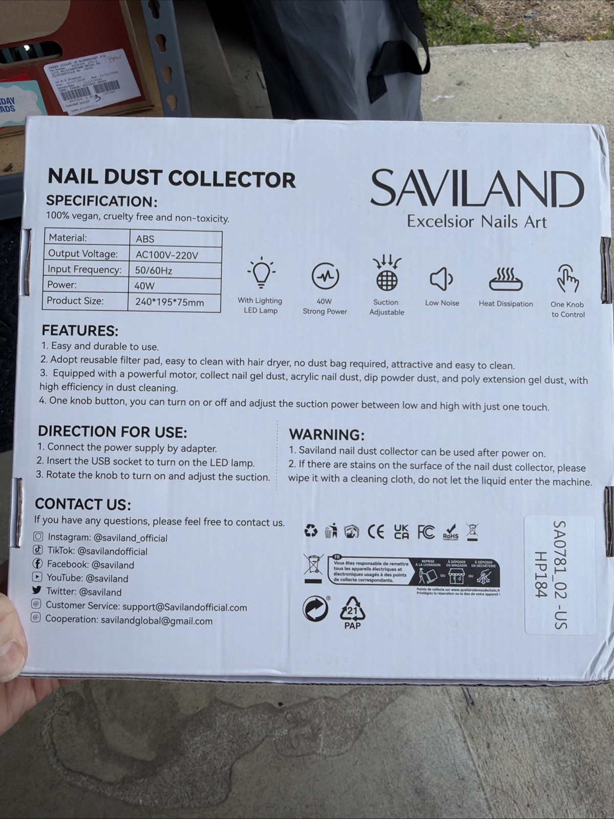 SAVILAND Nail Dust Collector With Lamp, UV/LED nail Lamp, Gooseneck UV Nail Lamp