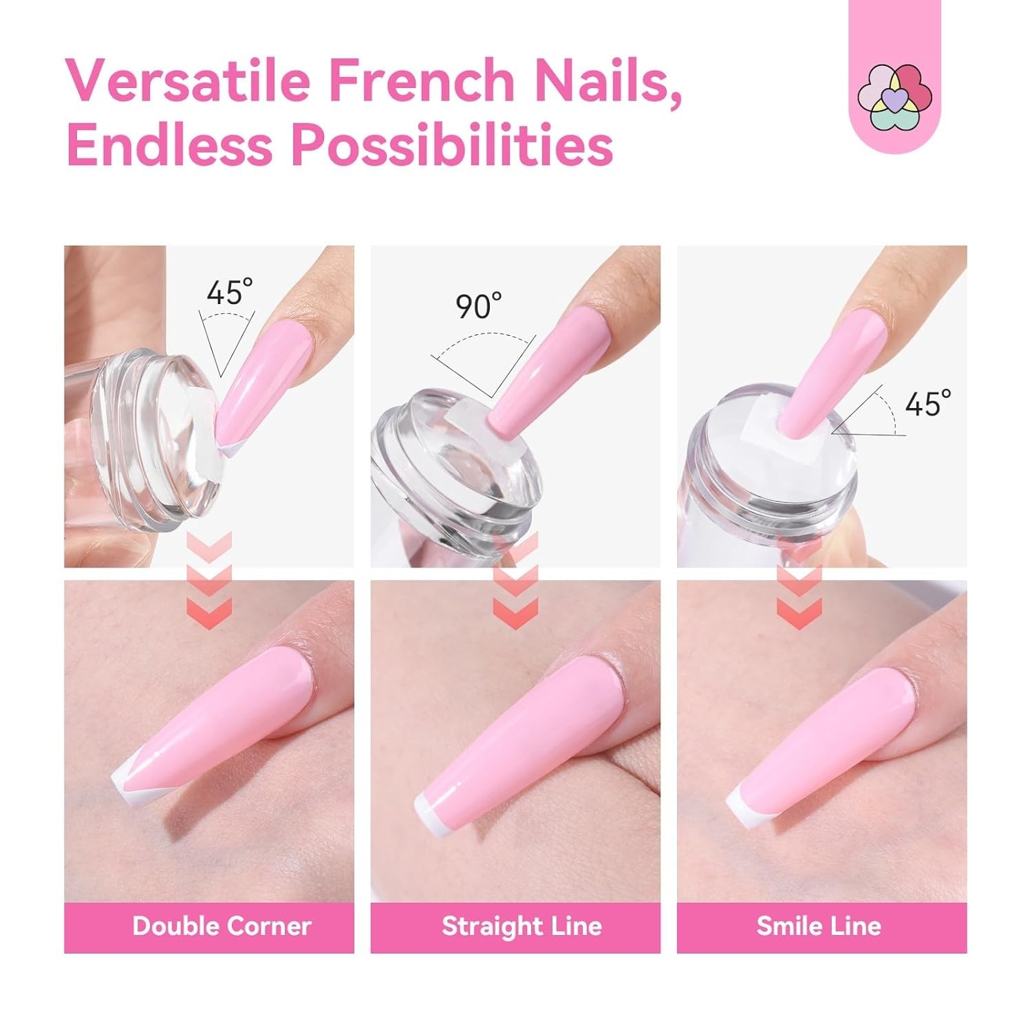 French Tip Nail Stamp: 4PCS Nail Art Stamper Kit Clear Silicone Nails Stampin…