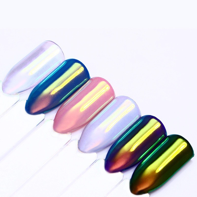Neon Aurora Unicorn Nail Powder Mermaid AB Mirror Rainbow Shimmer Shine Effect