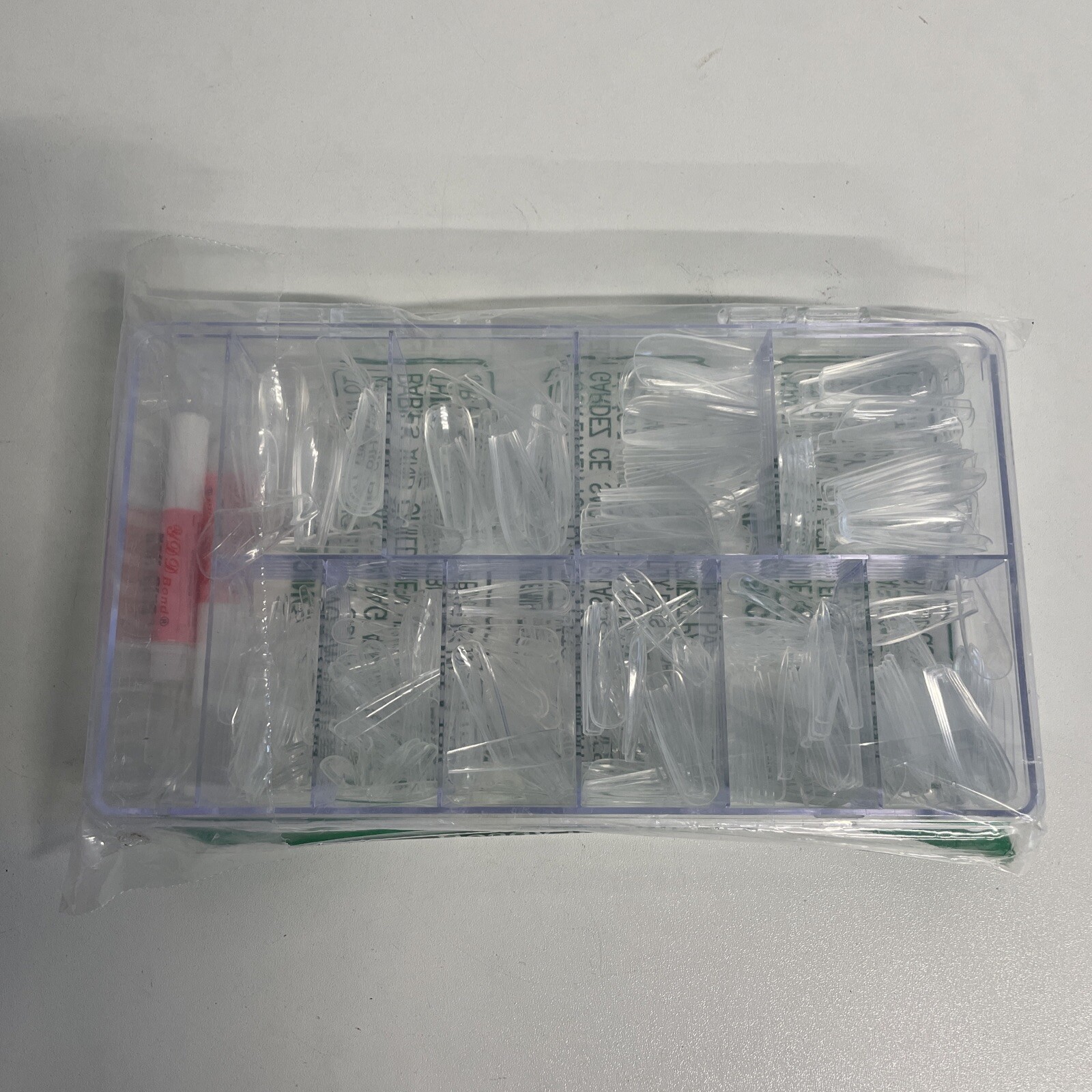 Nail tips Clear Full (Nail Glue tubes-2-included) Open box (Unknown count)