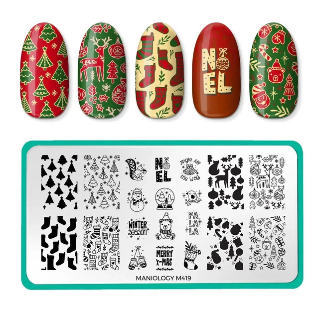Maniology Nail Stamping Plate – Wrapped in Joy M419 Christmas Stockings