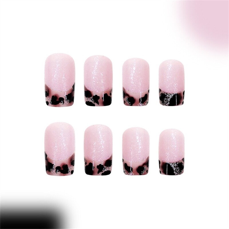 Length Fashion Leopard Print Press On Glittering Acrylic Finish