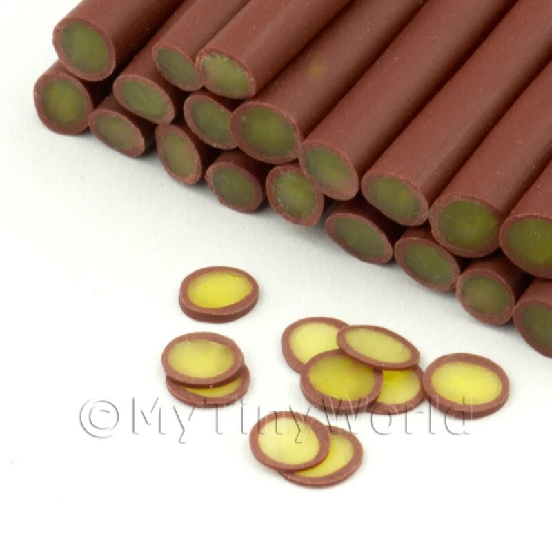 2 x Handmade Lemon Fondant Nail Art Cane
