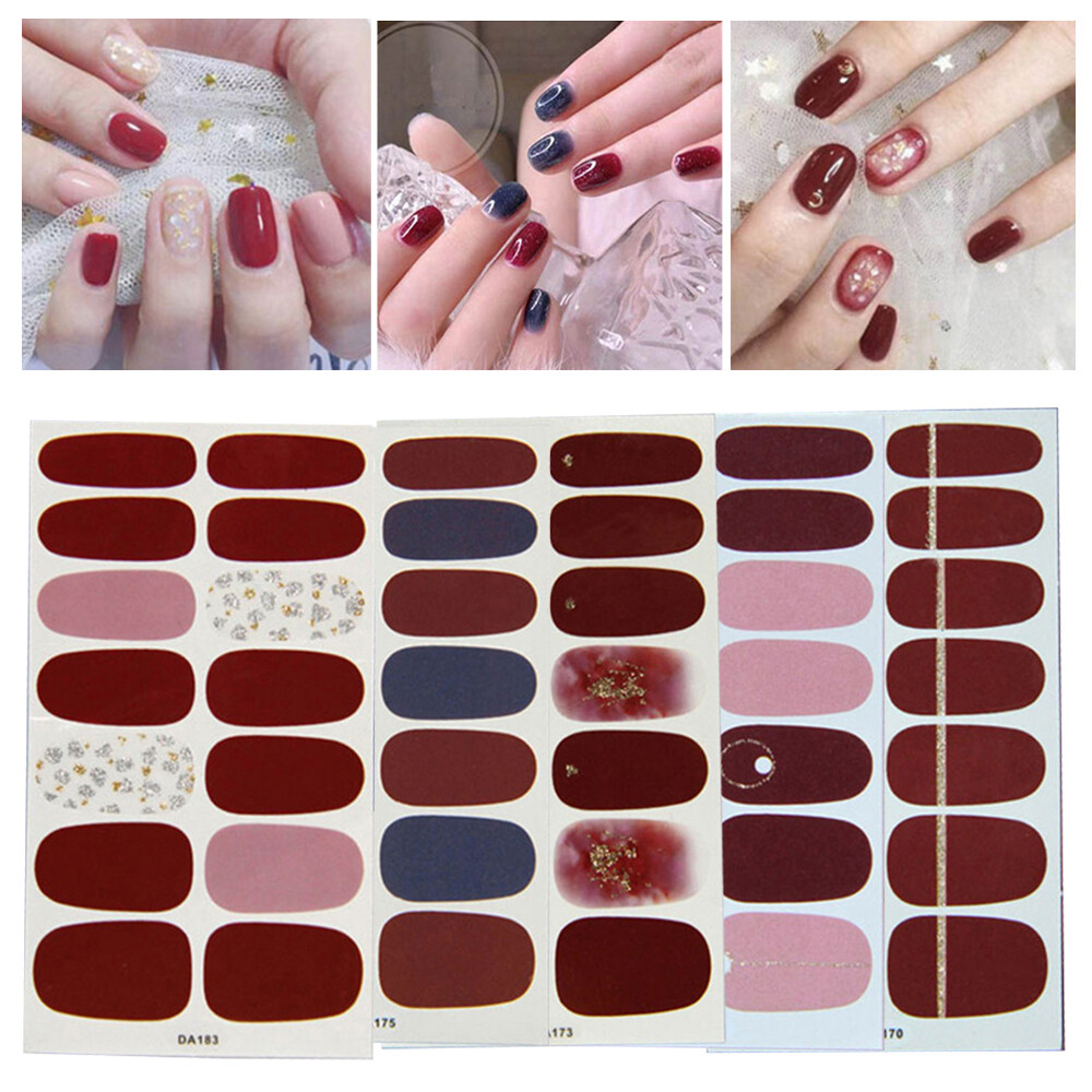 Gel Nail Stickers Full Nail Wraps Semi Cured Gel Nail Strips Polish Glitter*