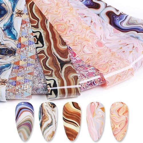 KAAGEE 10 Rolls Retro Nail Foil Holographic Foils Paper 2# Boho&marbe Style