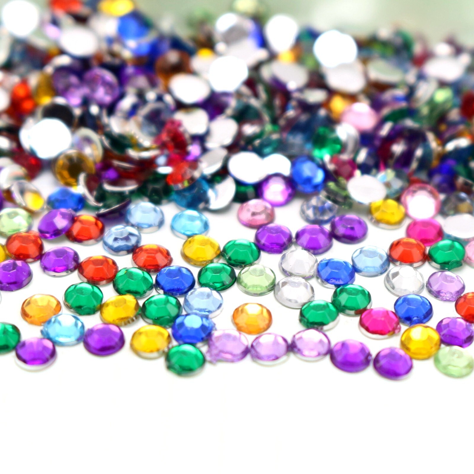 2000 Mixed Color Acrylic Faceted Round Flatbacks Rhinestone Gems 3mm 12ss