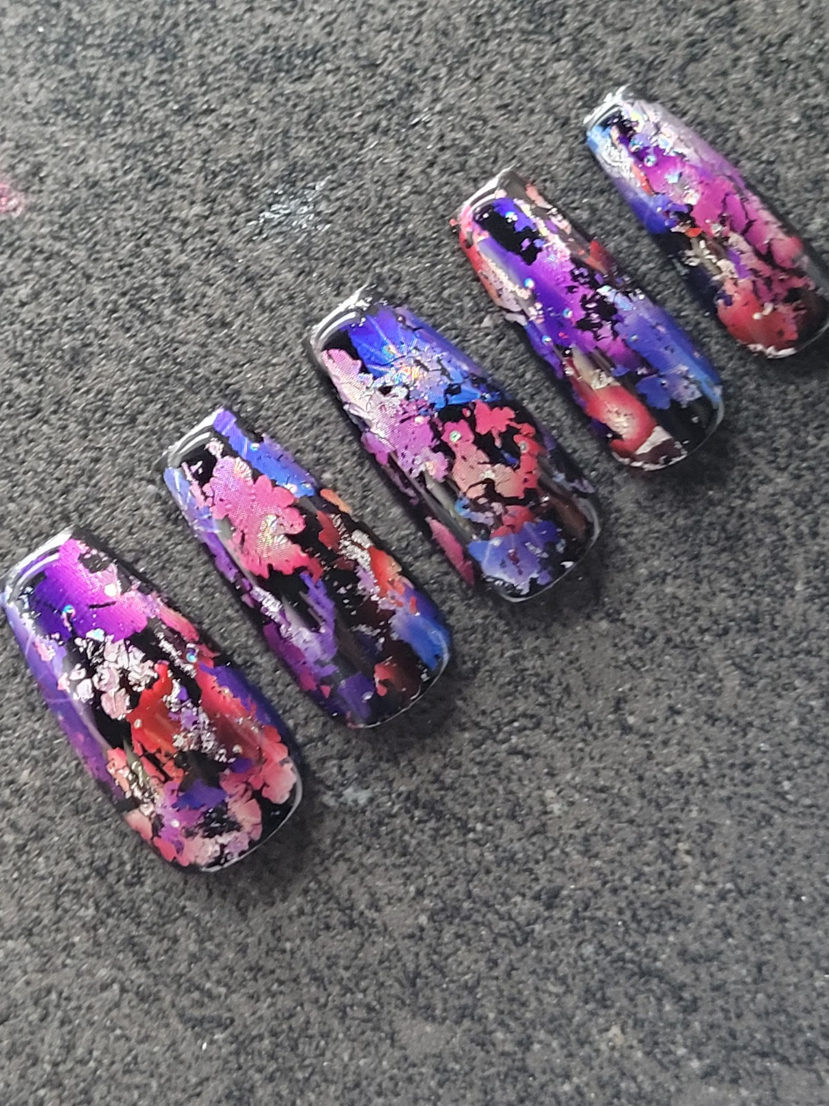 Custom Gel Press on Nails fake nails Handmade 10 pc set MEDIUM Pink Red Purple