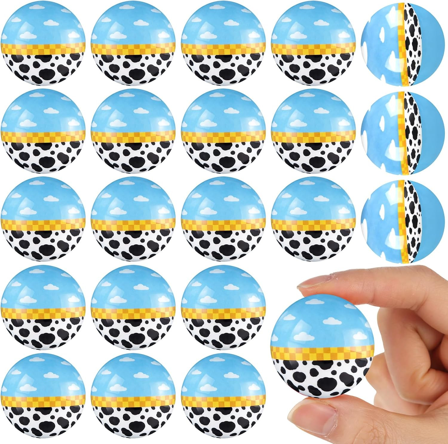 24 Pcs Blue & Gold Ring Bouncing Balls 35Mm Party Favors for Kids