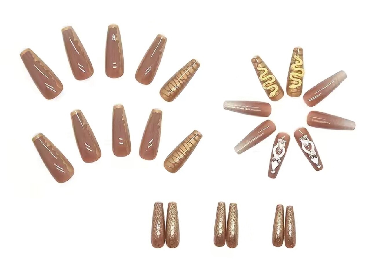 Elegant Gold snake press on nails -strong durable- good 4any occasion-24 pieces