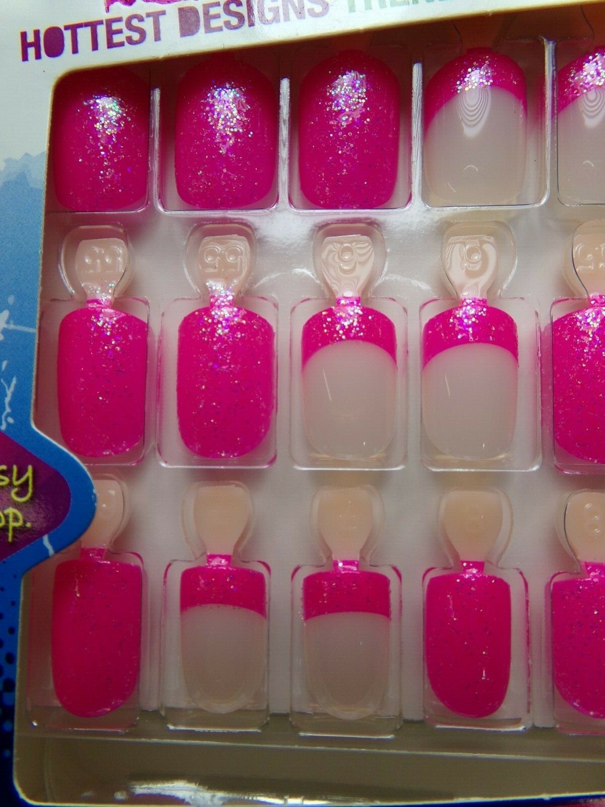 BROADWAY FOR KISS Tabbed NAILS GLUE ON Short -Pink with Halo Glitter