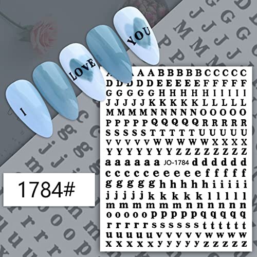 12 Colors Nail Art Stickers, 3D English Self-Adhesive Sticker Design, Letters