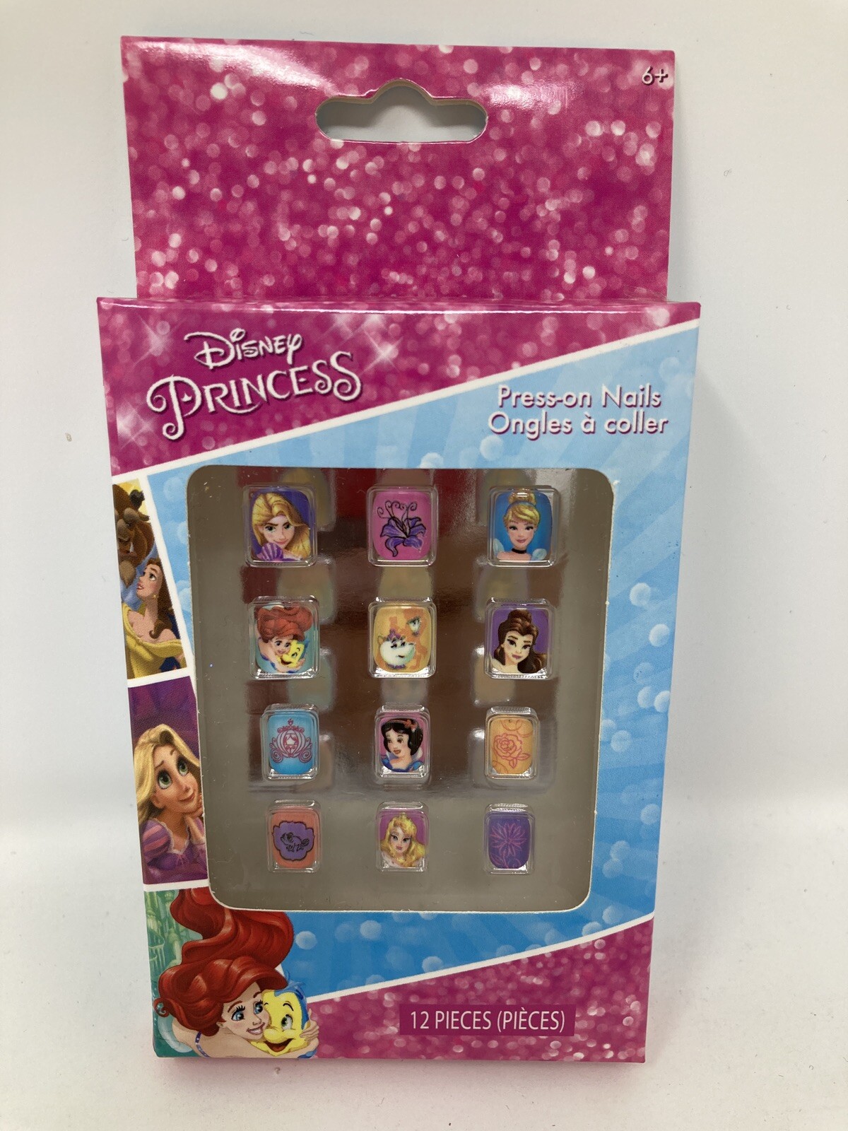 Disney Princess Press-on Nails 12 Piece Set Aurora, Belle, Snow White Etc. New!