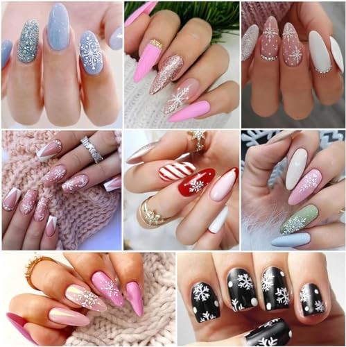 3D White Snowflake Nail Stickers Christmas Nail Art Stickers 3D Snowmen Xmas W4