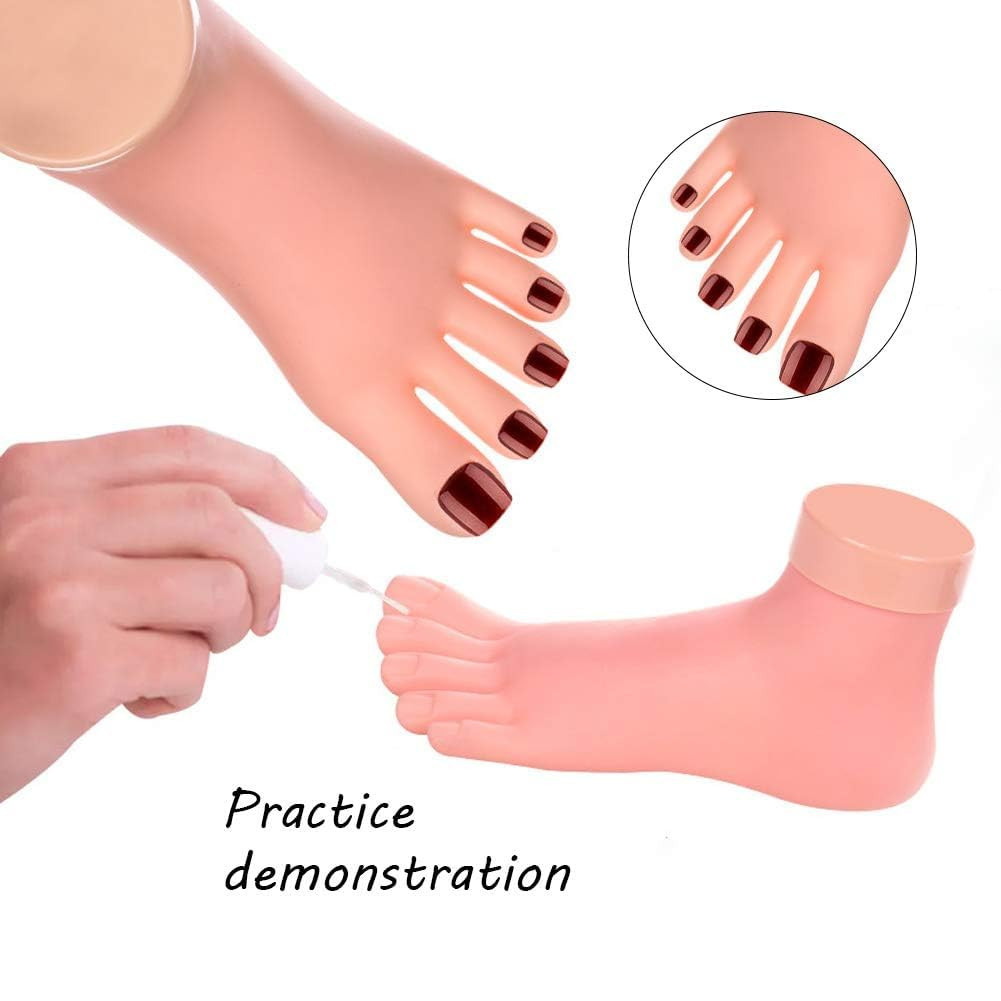 AORAEM Practice Fake Foot Flexible Movable Soft Silicone Fake Foot Tool for Nail