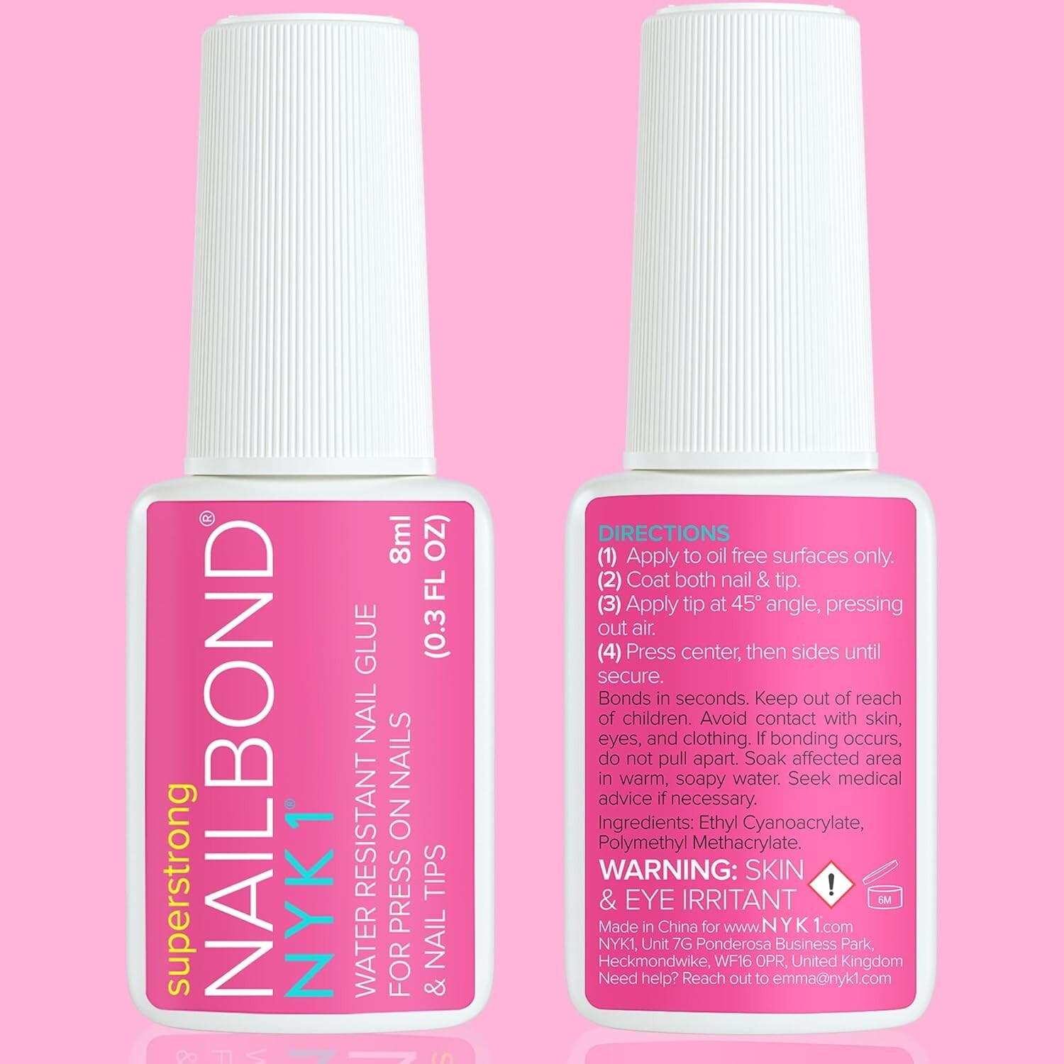 Maximum Strength Nail Glue 8ml – Super Strong Brush On for Press Ons & Acrylics