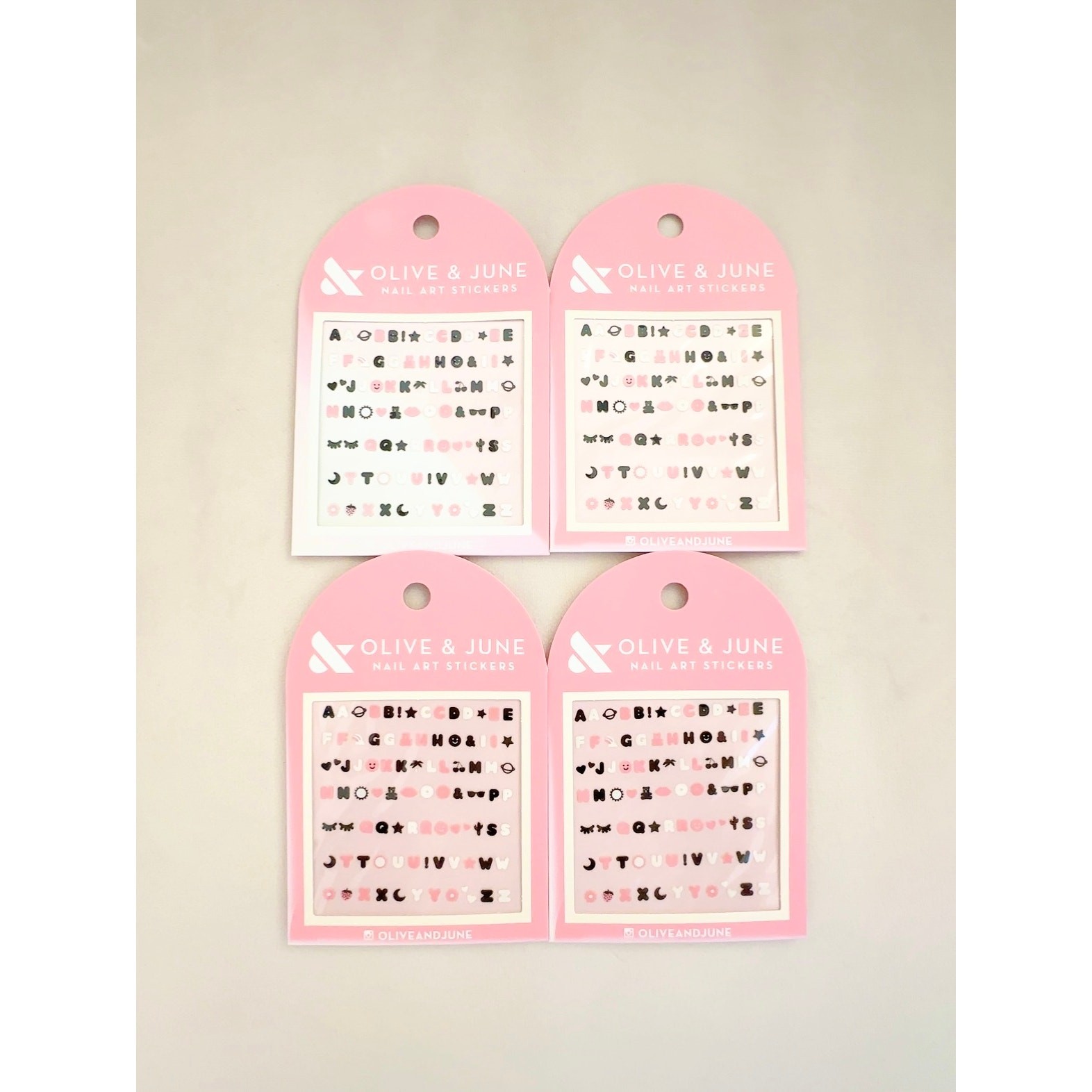 Lot of 4 Olive & June Bubble Letter Nail Art Sticker NWT Y2K Coquette Mani