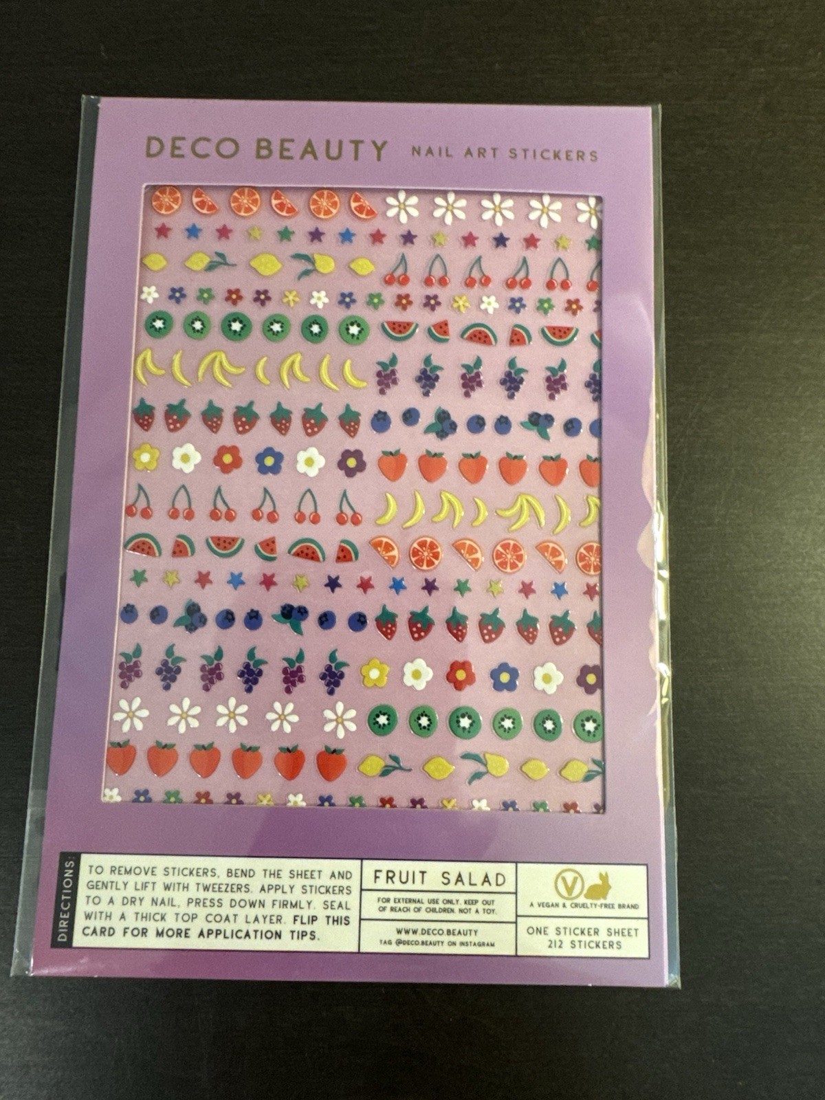 Deco Beauty Fruit Salad Nail Art Stickers 1 Sticker Sheet 212 Pieces NEW