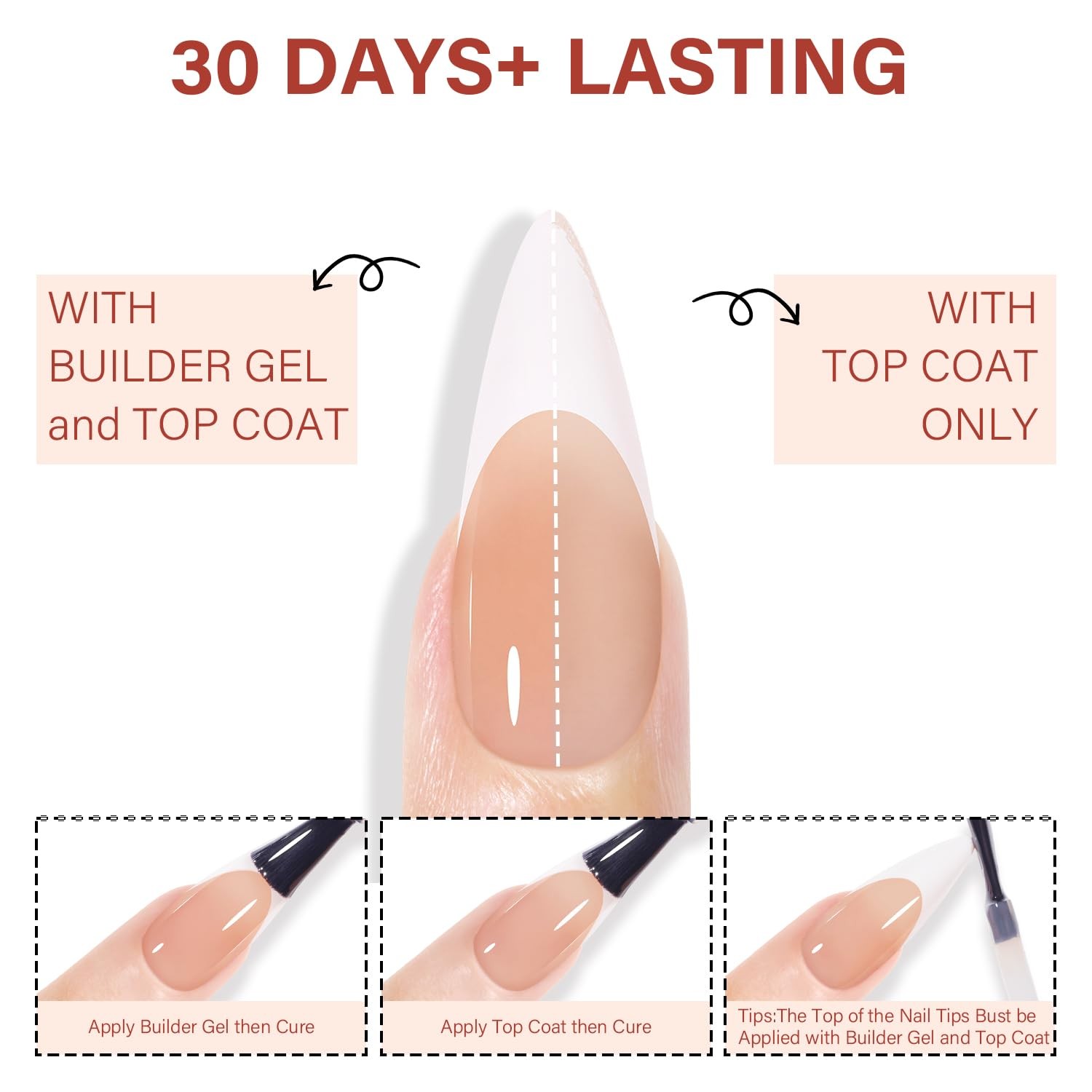 AILLSA French Tip Nails Press on Nails Long Almond 180 Pcs