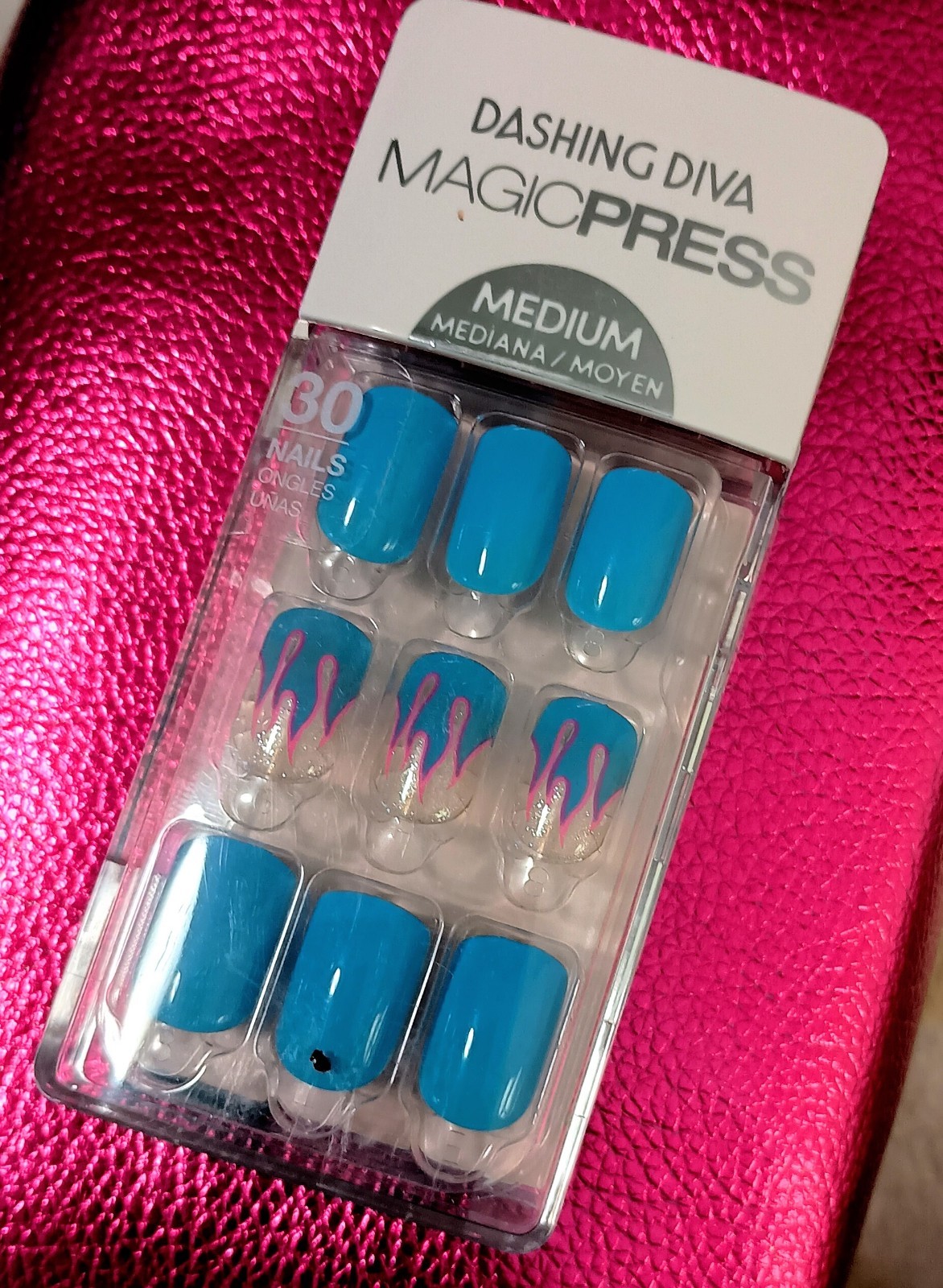 Lot Of 3 Acrylic Nails Sets,White,Blue,Pink And Buffer. *New