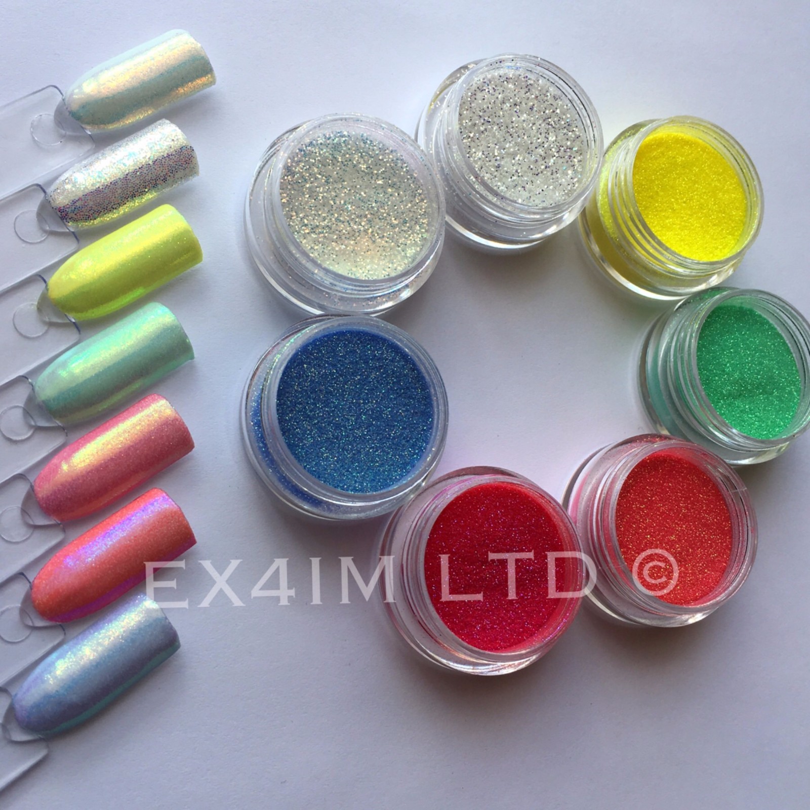 NEON EFFECT Pixel Thin NAIL ART GLITTER IRIDESCENT SEQUINS Powder Cinderella UK
