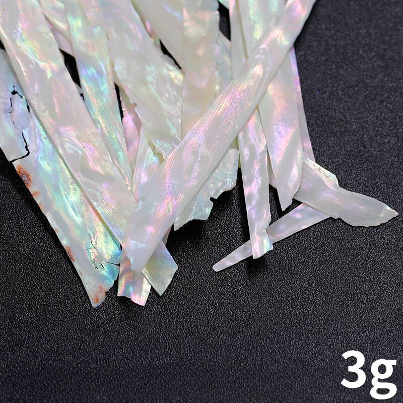 3g DIY Abalone Shell Slices Long Strips Shell Flakes Thin Iridescent Nail Decors