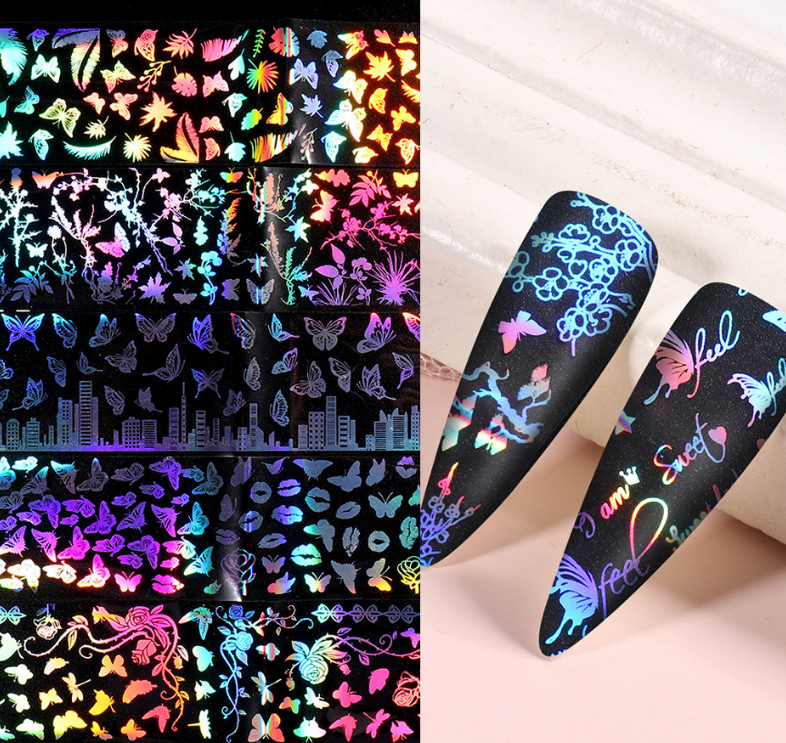 10 Rolls Butterfly Flower Pattern Nail Foil Transfer Stickers Decals HD21