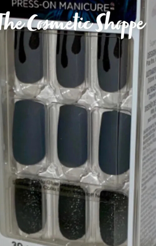 imPRESS Press on Manicure Medium Length Matte Black Nails Dark Night x1