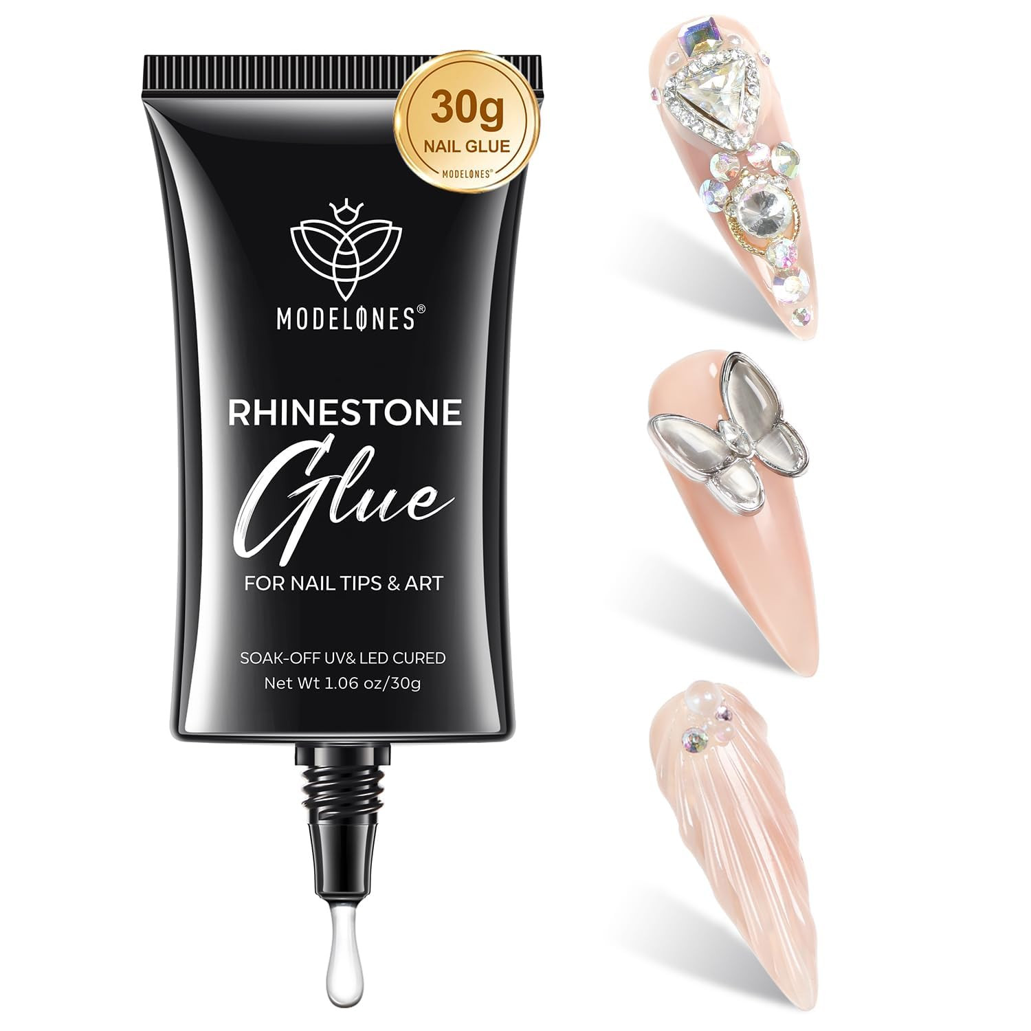 4-In-1 Rhinestone Glue – Super Strong for Press on Nails, Gems