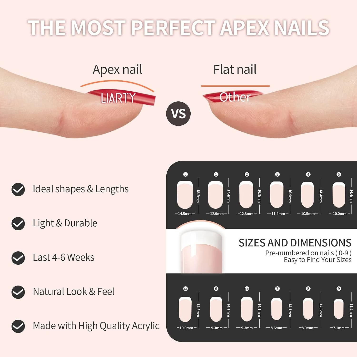 Natural Short French Full Cover Acrylic Press On Nails With Storage Case