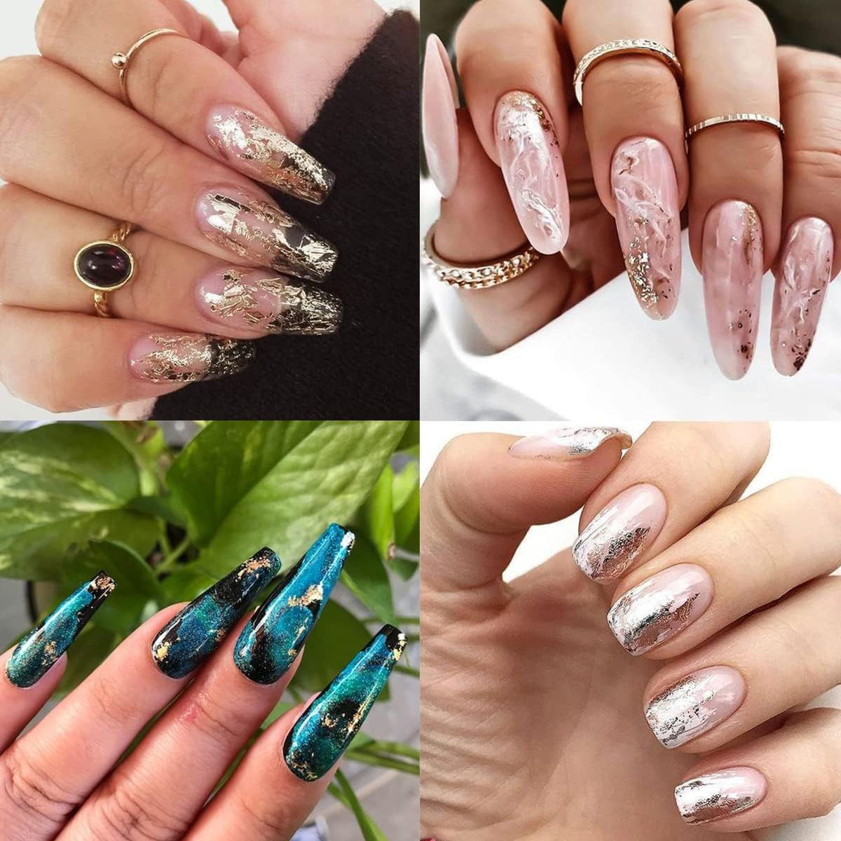 6 Colors Metallic Nail Art Foil Holographic Dazzling Irregular Nail Sequins Gold
