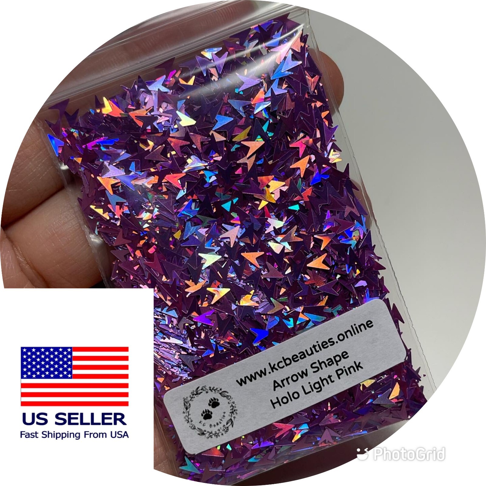 1 TBSP Solvent Resistant HOLO LIGHT PINK ARROW Shape Glitter Epoxy US Seller