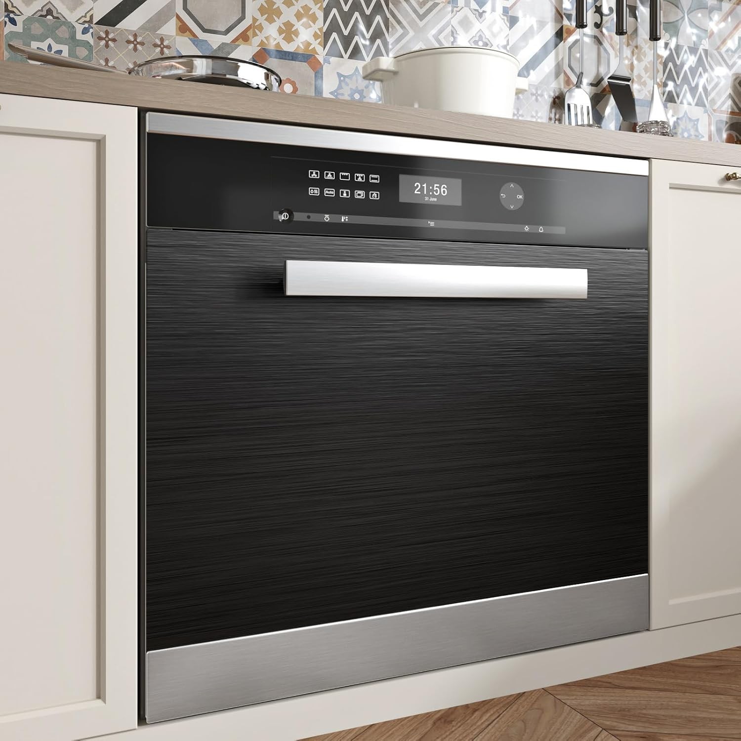 Black Stainless Steel Wallpaper Peel and Stick Backsplash Refrigerator Wrap | Me