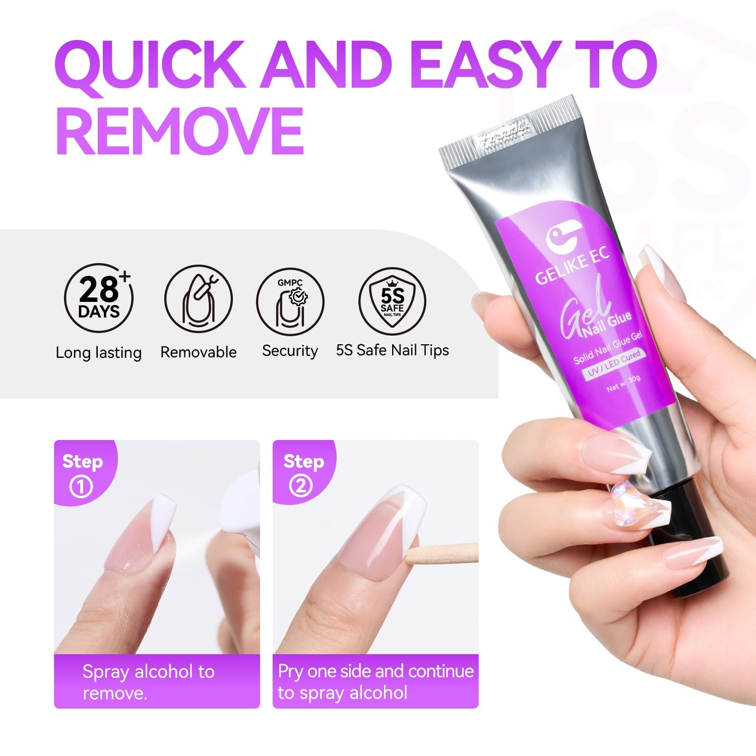 Solid Glue Gel for Nail – Adhesive for Press on Tips 30g