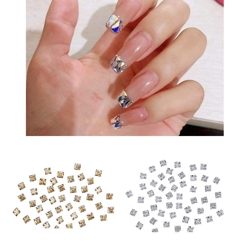50pcs Square Pointed Bottom RhinestonesEmbrace Individuality Nail Art DIY Craft