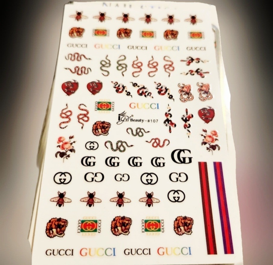 NWT NAIL ART DESIGN SELF-SEAL STICKERS SOLID TAN, RED SNAKES N°107!