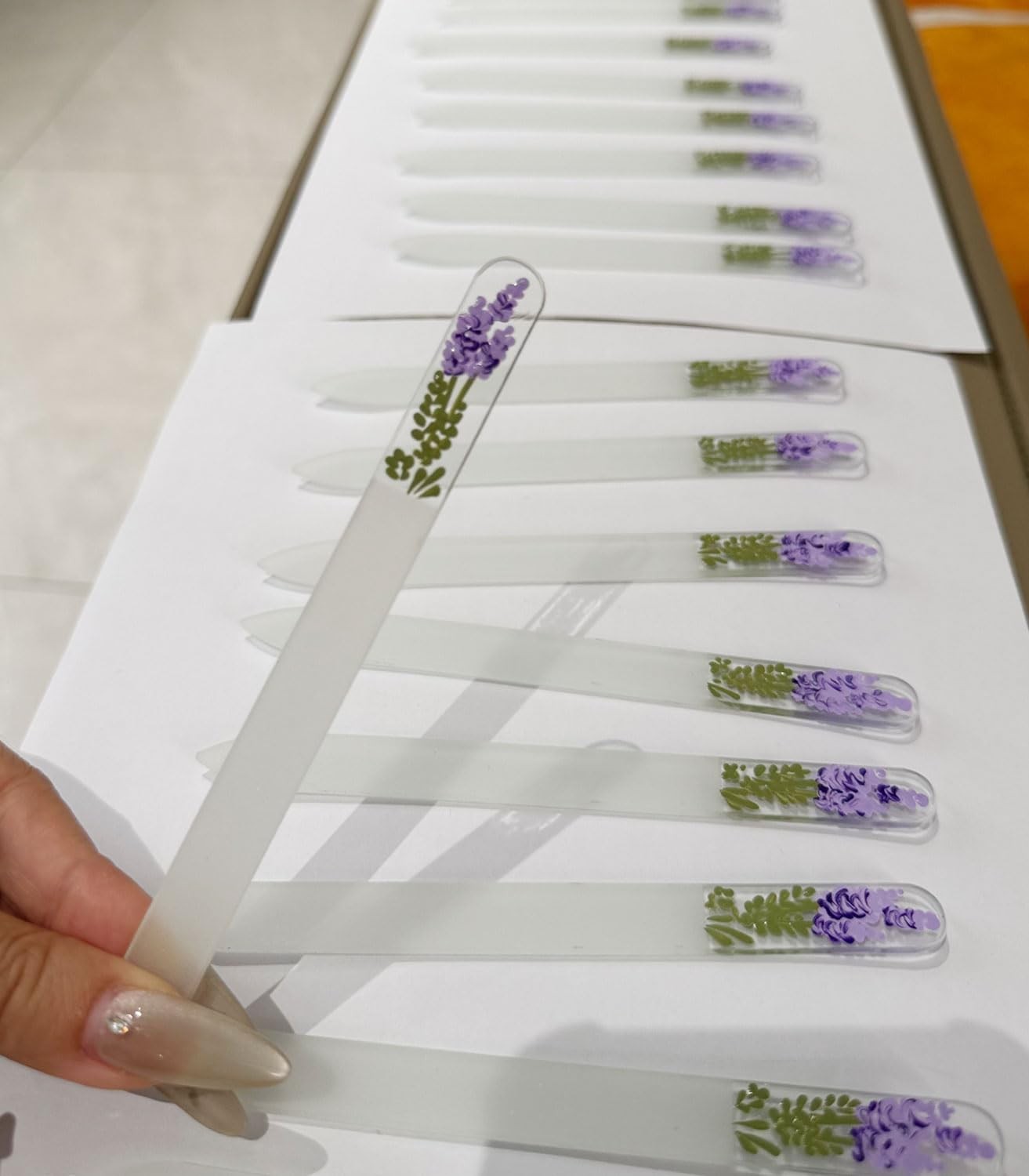 Hand-Painted Lavender Glass Nail File – Crystal for