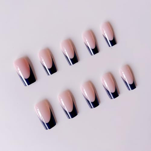 48 Pcs Black French Tip Press on Nails & Toenails Set Solid Color Short Toe
