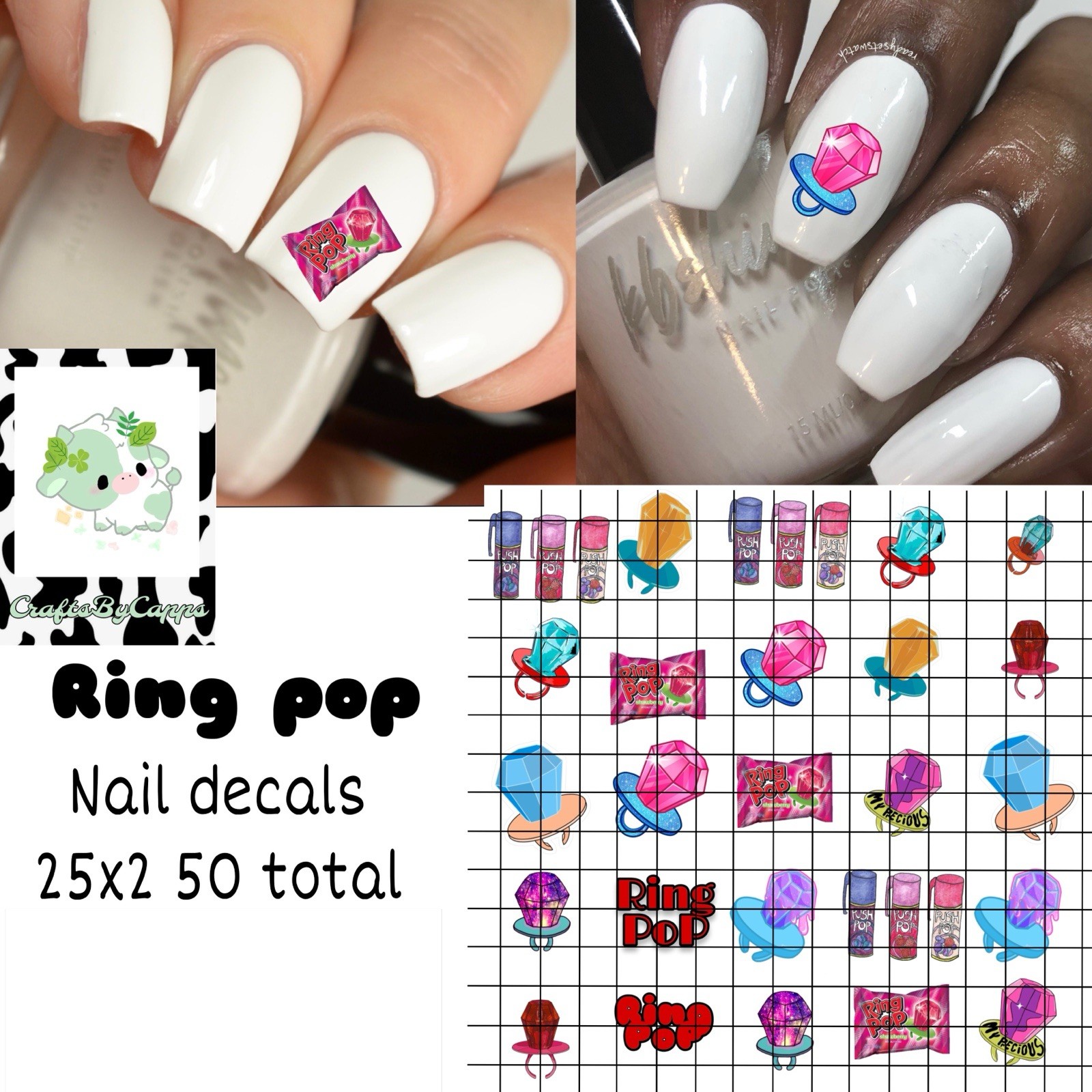 Ring Pop Nail DecalsSet Of 50