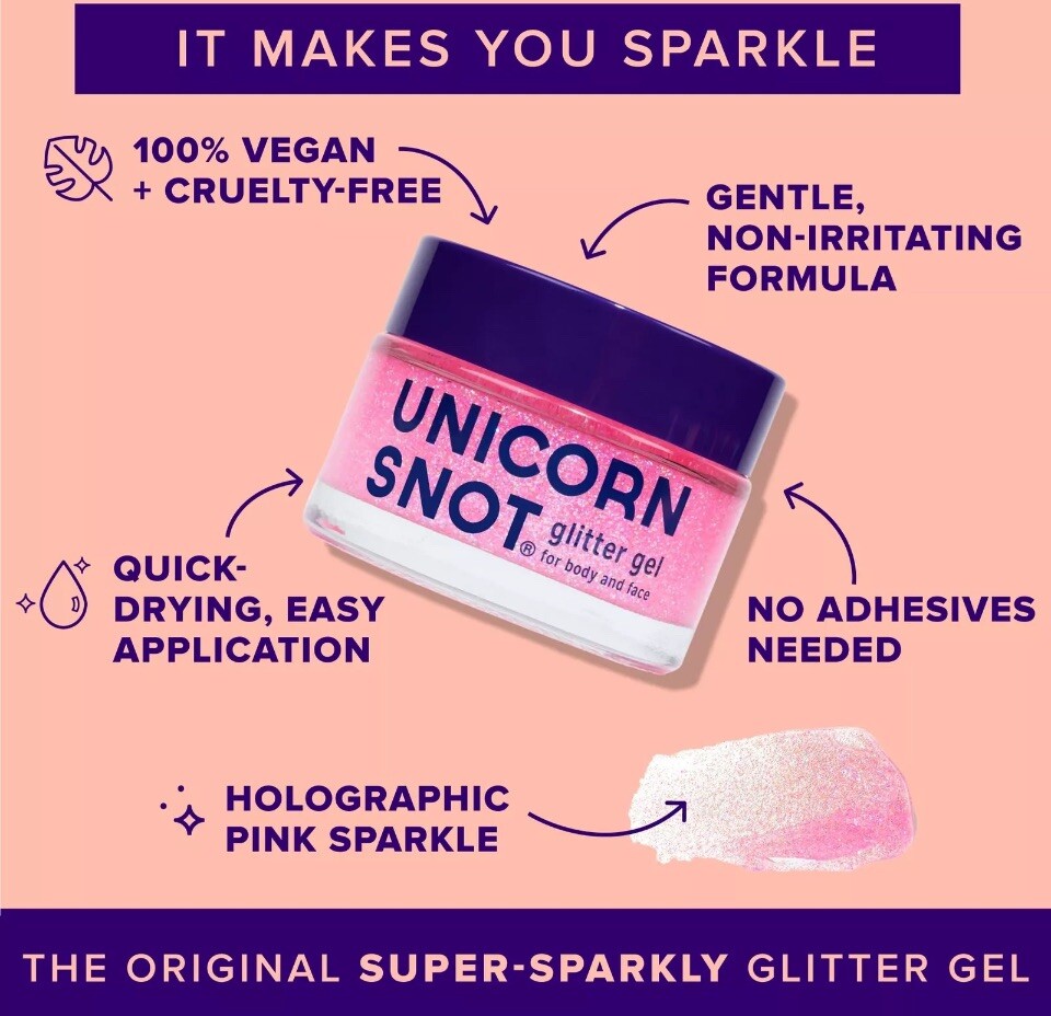 Unicorn Snot Face & Body Glitter Gel – Cosmetic-Grade Holographic Glitter