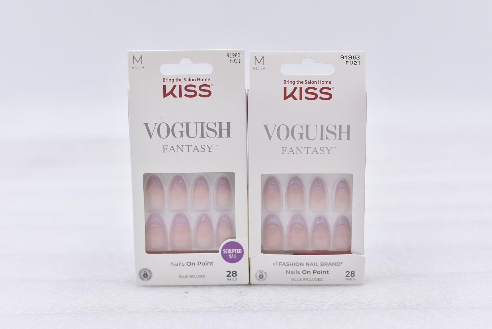 Lot of 2 Kiss Voguish Fantasy FV21 Medium Sculpted Nails – 28 Nails