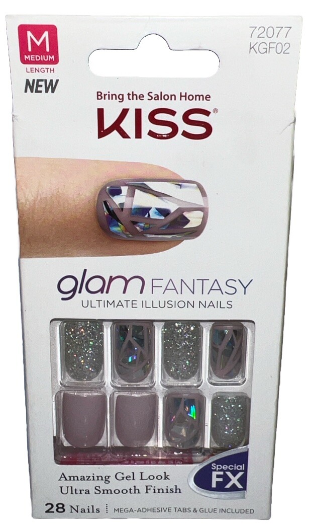 KISS Glam Fantasy Nails FX #72077 Multicolored TRAMPOLINE (NEW) See All Photos
