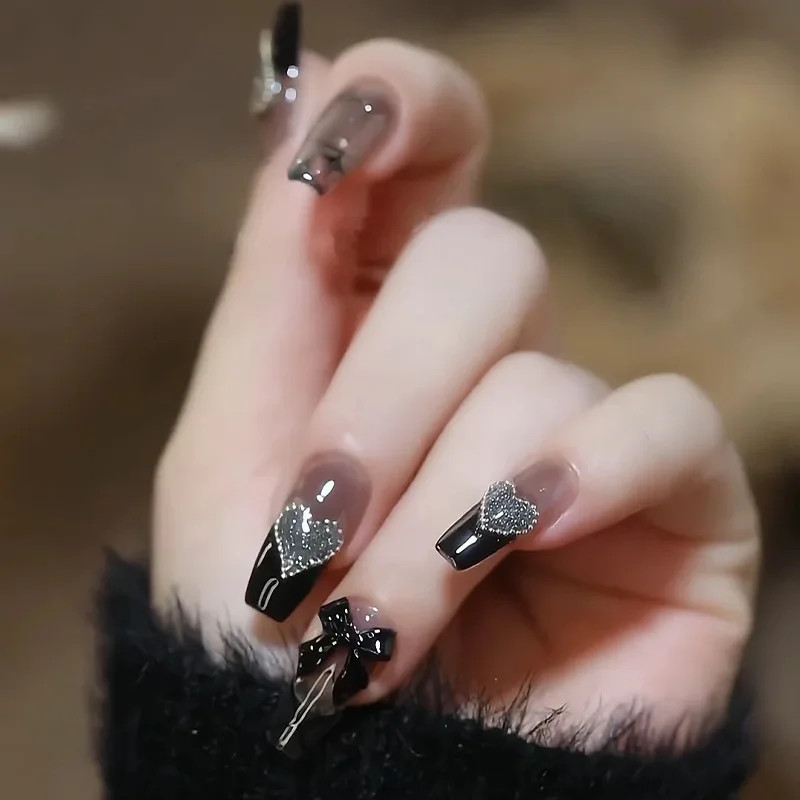 24PCS 1BOX Hot Girls Wear Wholesale Bow Nail Art Fake Nails For Daily