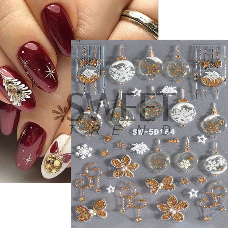 Christmas Nail Art Stickers Snowflake Santa Orinement Decals Self-Adhesive NS53