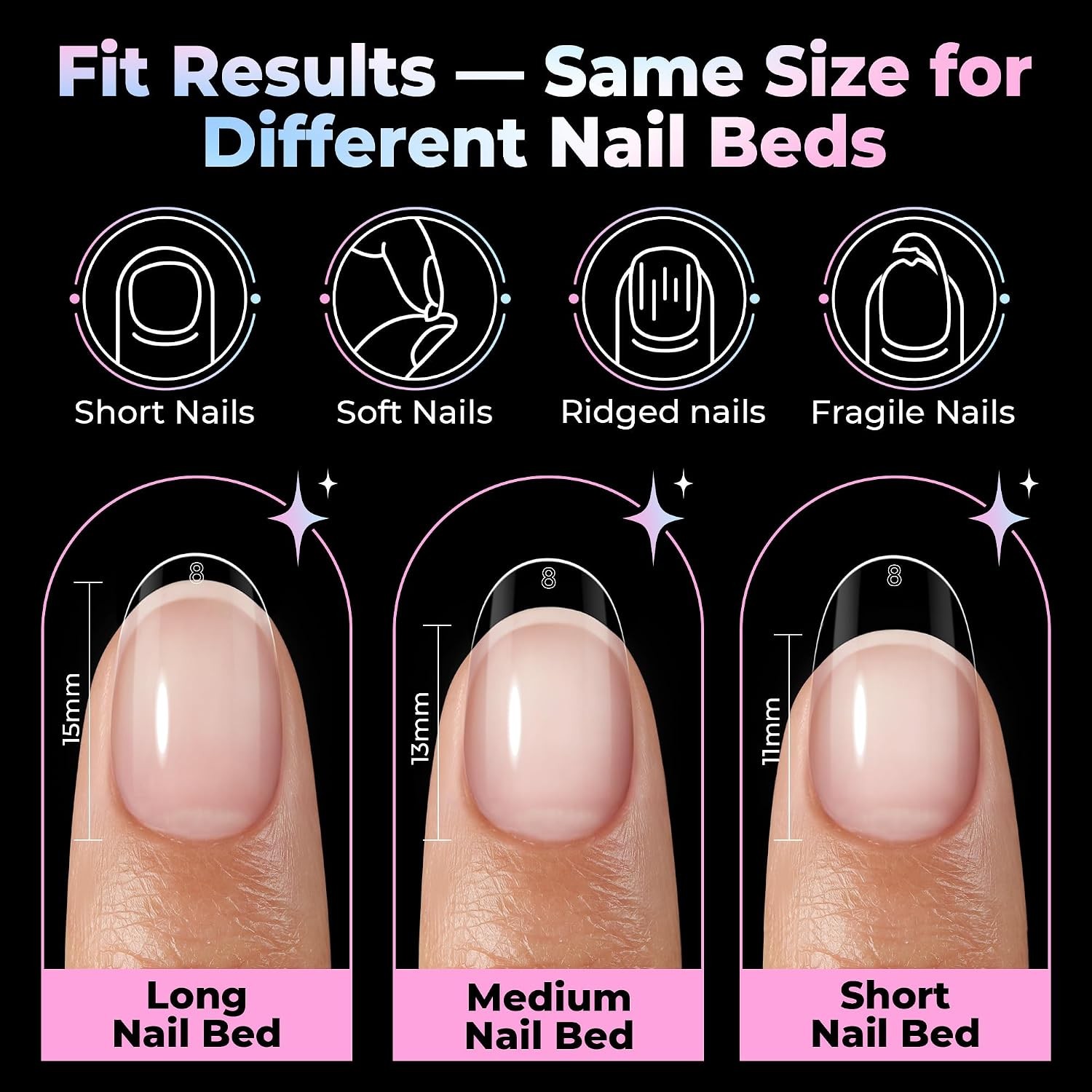 UNA GELLA Oval Gel Nail Tips Short 15 Sizes 300PCS, Oval, Transparent