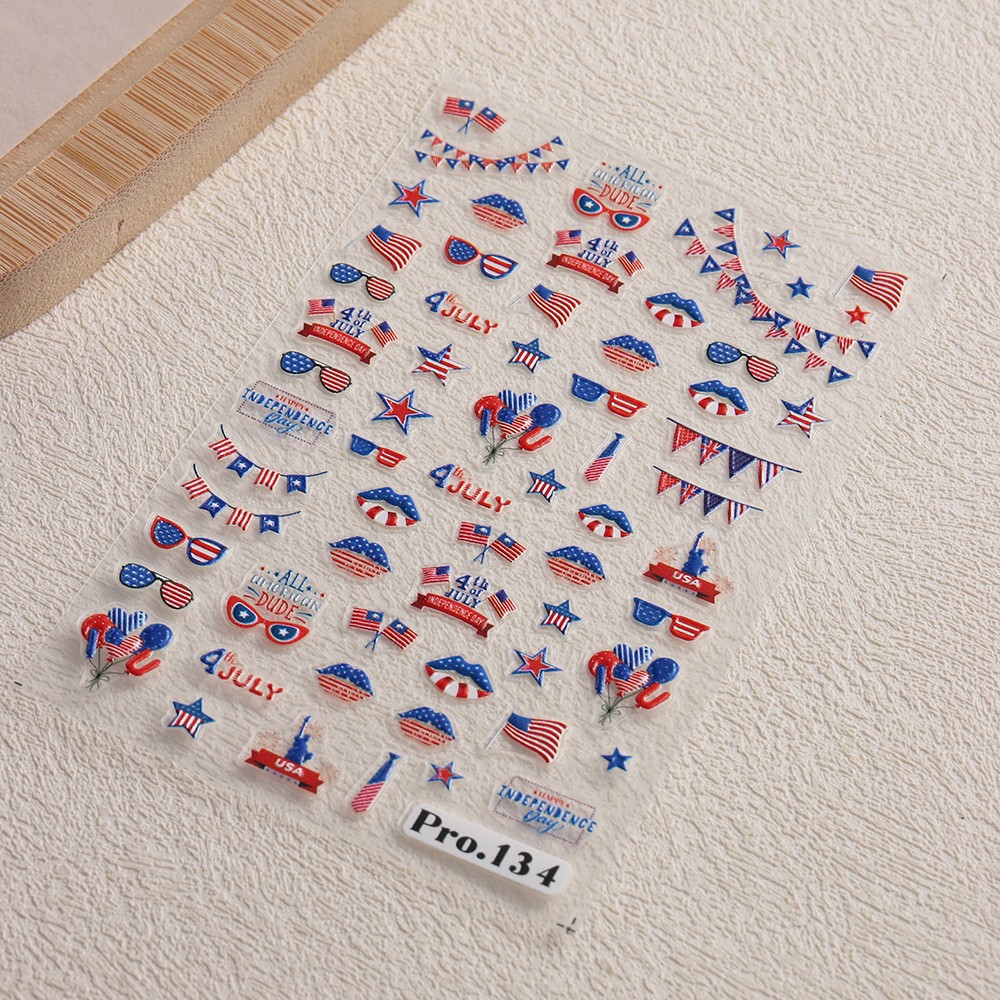 4th of July DIY Nail Stickers Independence Day Nail Art 3D American Flag Sticker