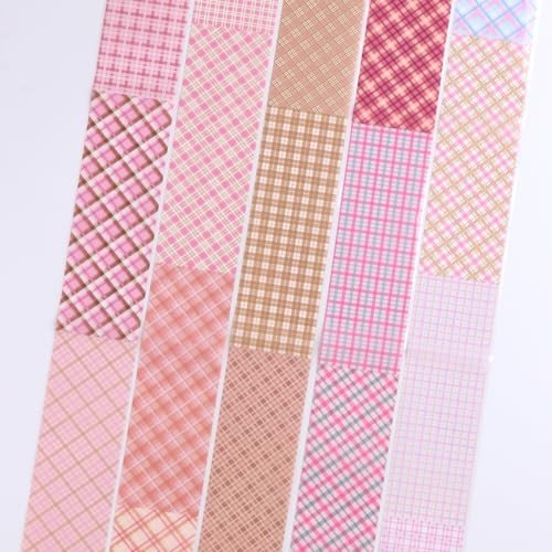 10 Rolls Plaid Nail Art Transfer Foil Checkered Designs Holographic Pink Plaid