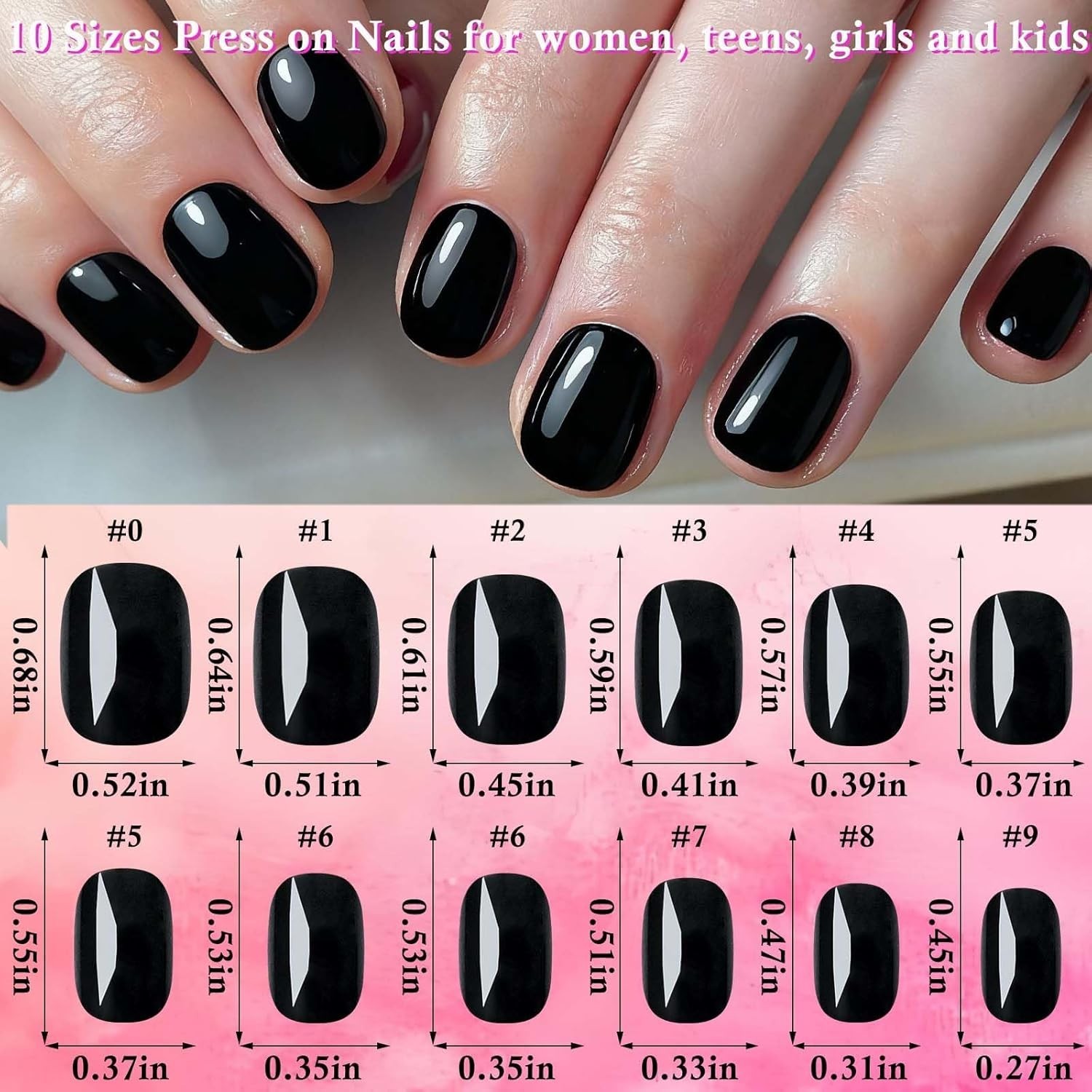 576Pc round Square Press on Nails Short Fake Nails, XS Short Press on Nails Squo
