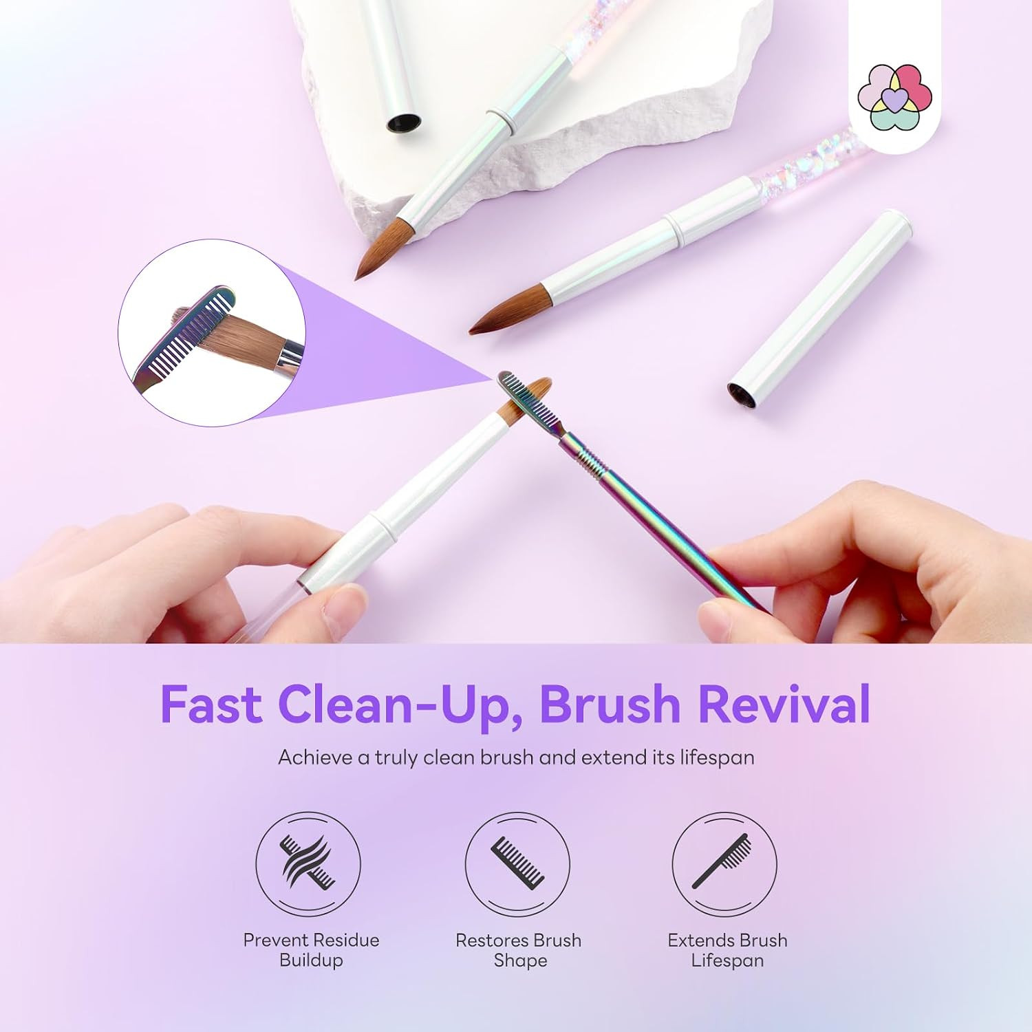 Kolinsky Acrylic Nail Brush Set: Size 6/10/14 Professional Acrylic Brush with Cl